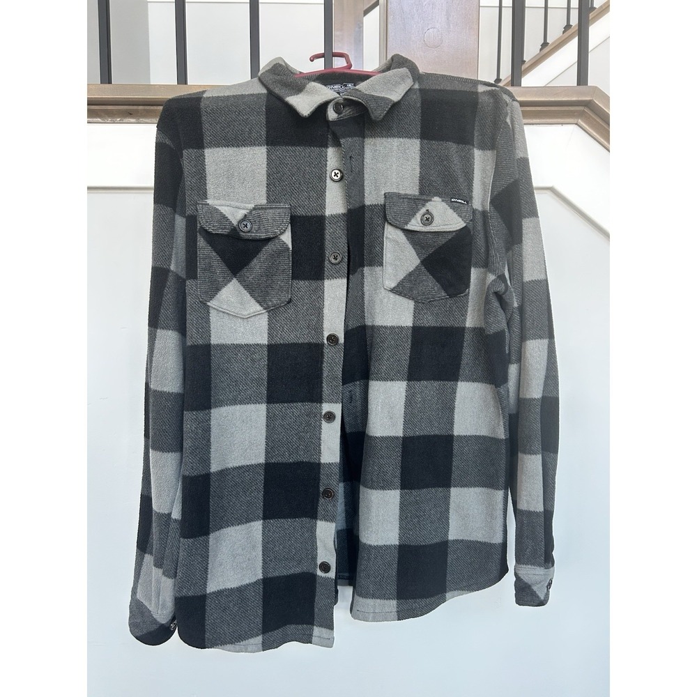 O'Neill Flannel Button Down Shirt MEN'S Xl BLACK/GRAY Baffalo Check Flapp Pocket